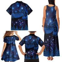 New Zealand Kea Bird Family Matching Tank Maxi Dress and Hawaiian Shirt Maori Tattoo and Silver Fern Matariki Style LT03 - Polynesian Pride