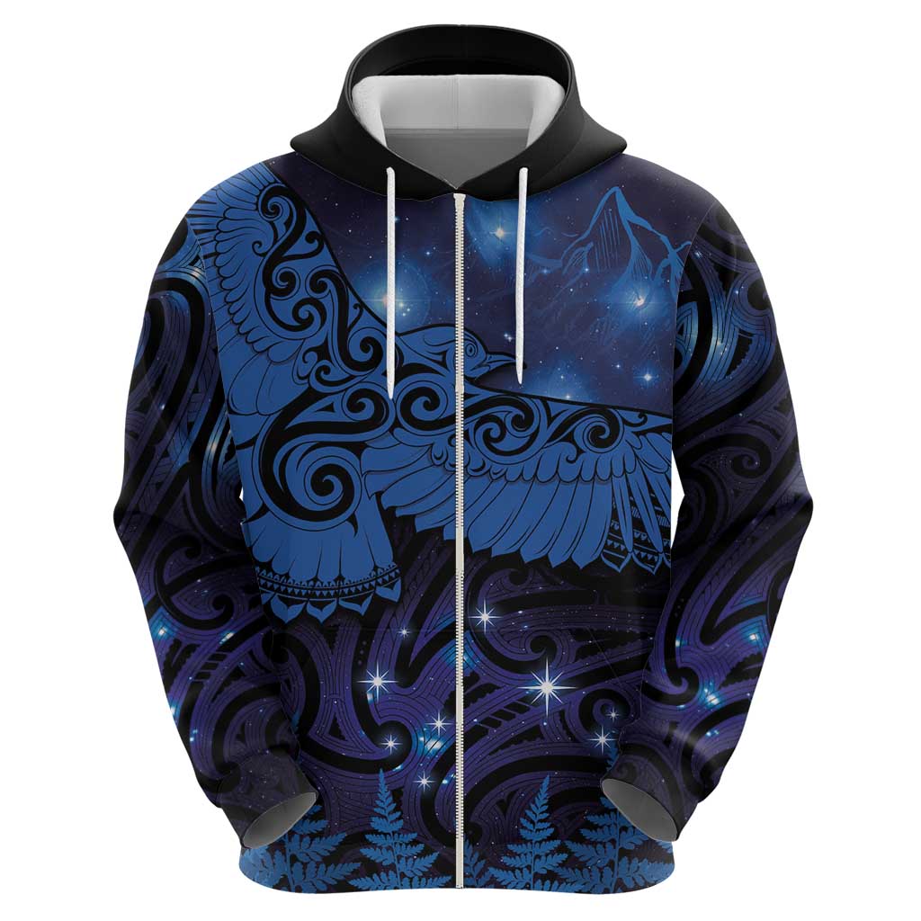 New Zealand Kea Bird Hoodie Maori Tattoo and Silver Fern Matariki Style LT03 - Polynesian Pride