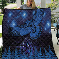 New Zealand Kea Bird Quilt Maori Tattoo and Silver Fern Matariki Style LT03 Blue - Polynesian Pride
