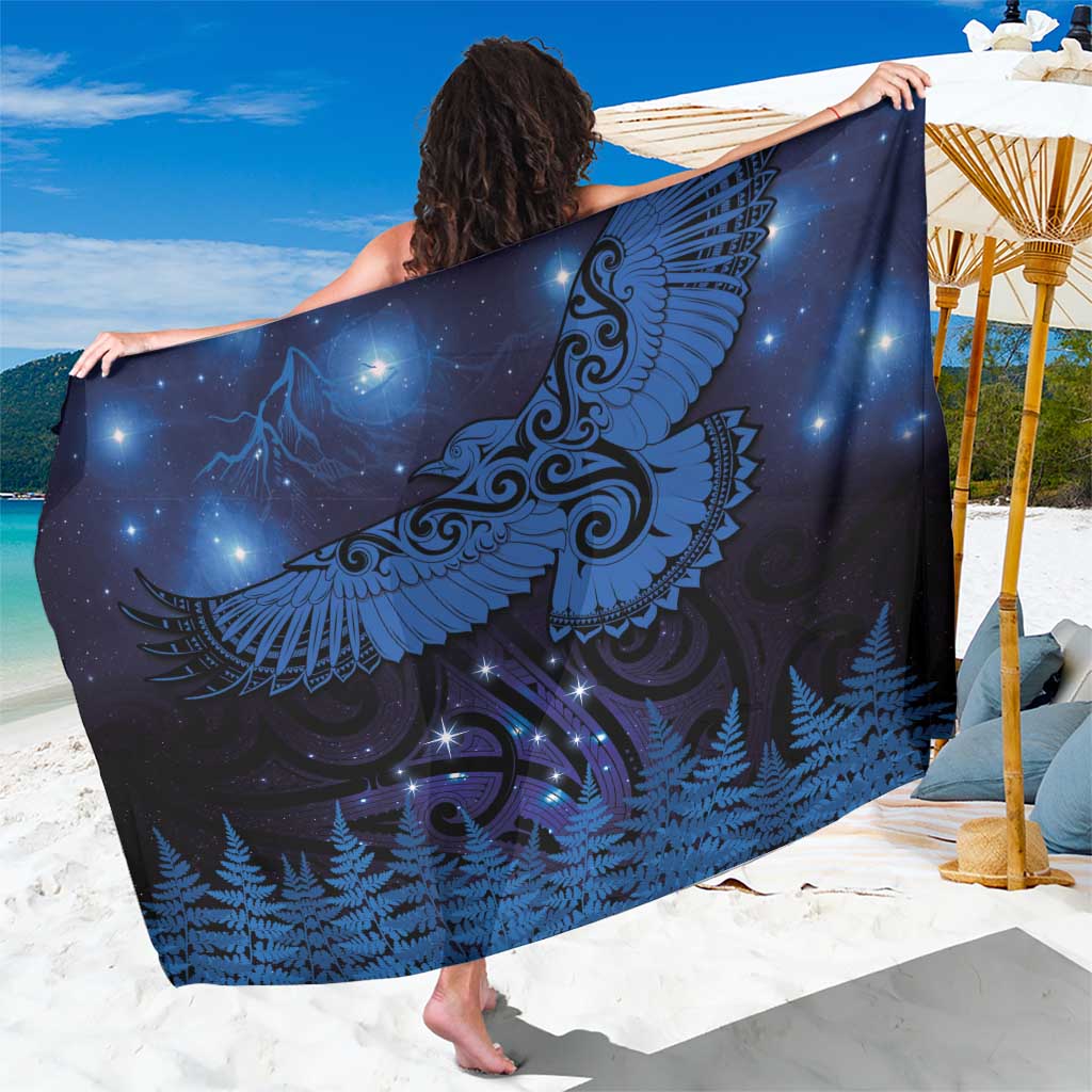 New Zealand Kea Bird Sarong Maori Tattoo and Silver Fern Matariki Style LT03 One Size 44 x 66 inches Blue - Polynesian Pride