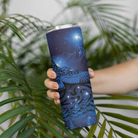 New Zealand Kea Bird Skinny Tumbler Maori Tattoo and Silver Fern Matariki Style LT03 - Polynesian Pride