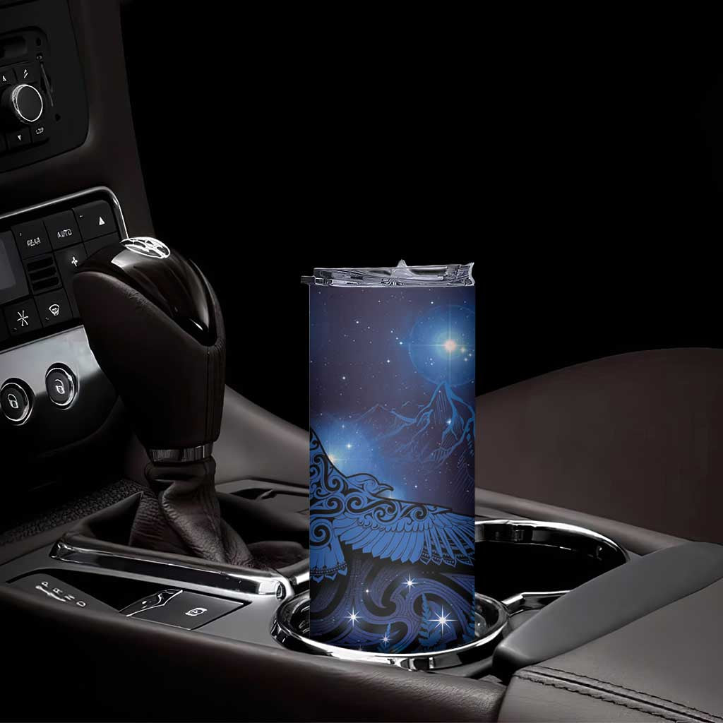 New Zealand Kea Bird Skinny Tumbler Maori Tattoo and Silver Fern Matariki Style LT03 - Polynesian Pride