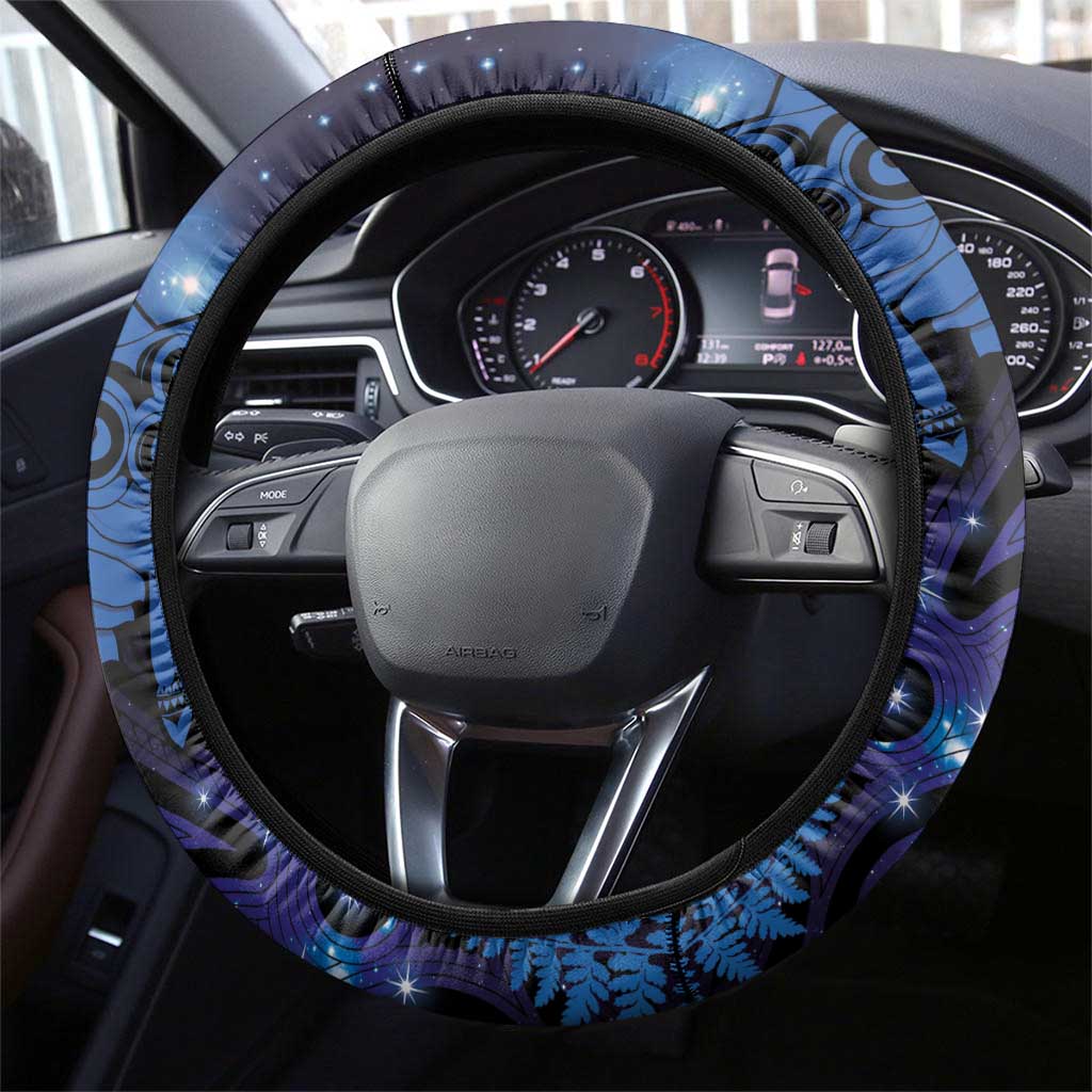 New Zealand Kea Bird Steering Wheel Cover Maori Tattoo and Silver Fern Matariki Style LT03 - Polynesian Pride