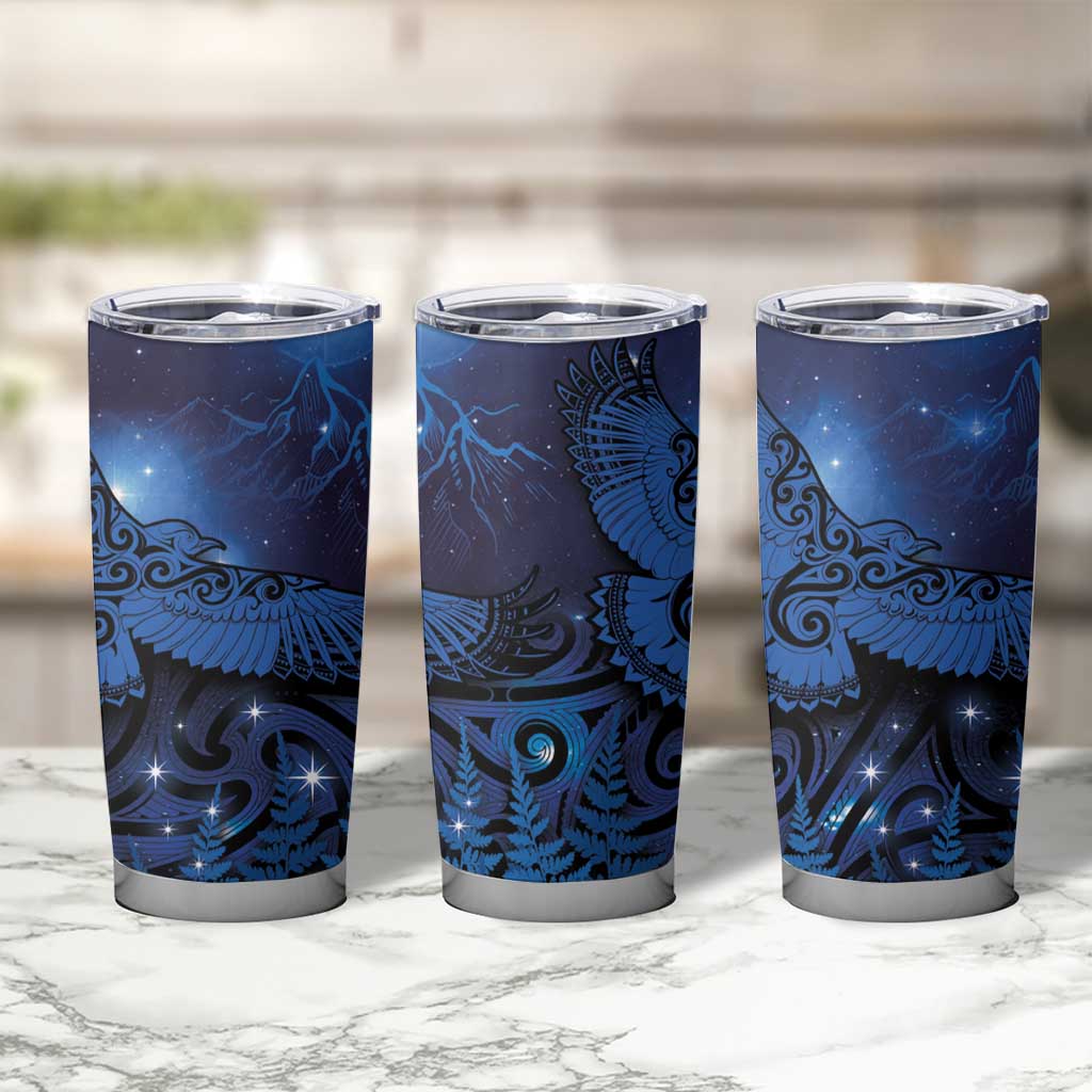 New Zealand Kea Bird Tumbler Cup Maori Tattoo and Silver Fern Matariki Style LT03 - Polynesian Pride