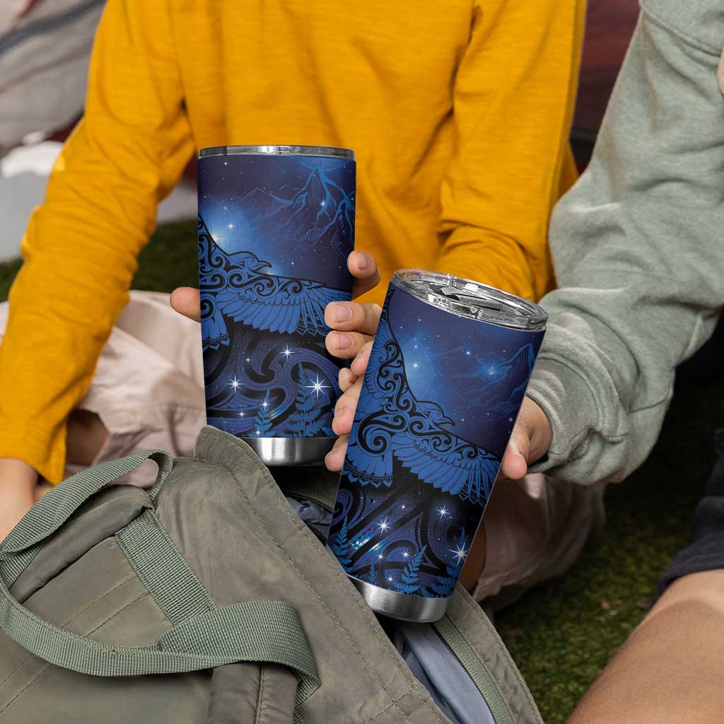 New Zealand Kea Bird Tumbler Cup Maori Tattoo and Silver Fern Matariki Style LT03 - Polynesian Pride