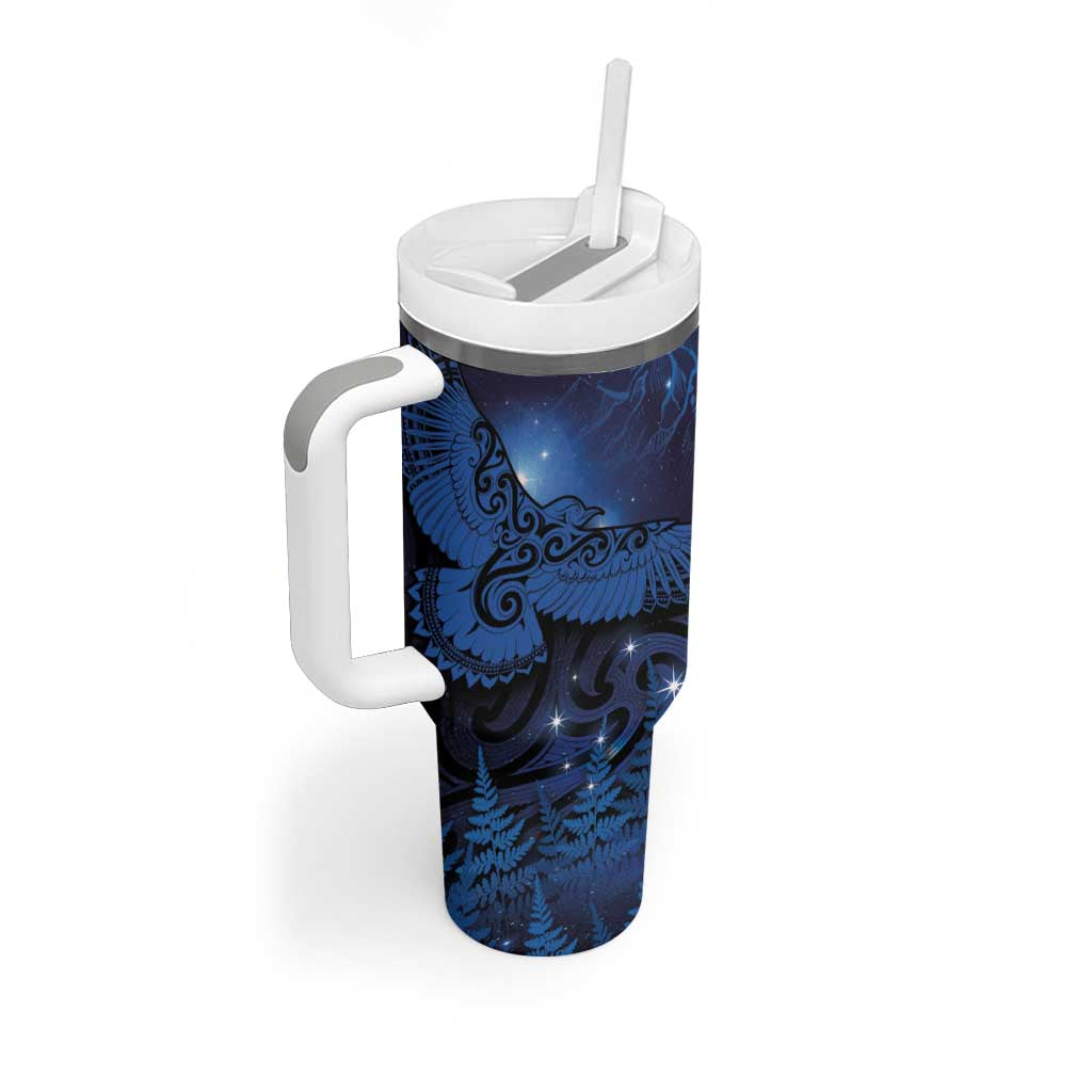 New Zealand Kea Bird Tumbler With Handle Maori Tattoo and Silver Fern Matariki Style LT03 - Polynesian Pride