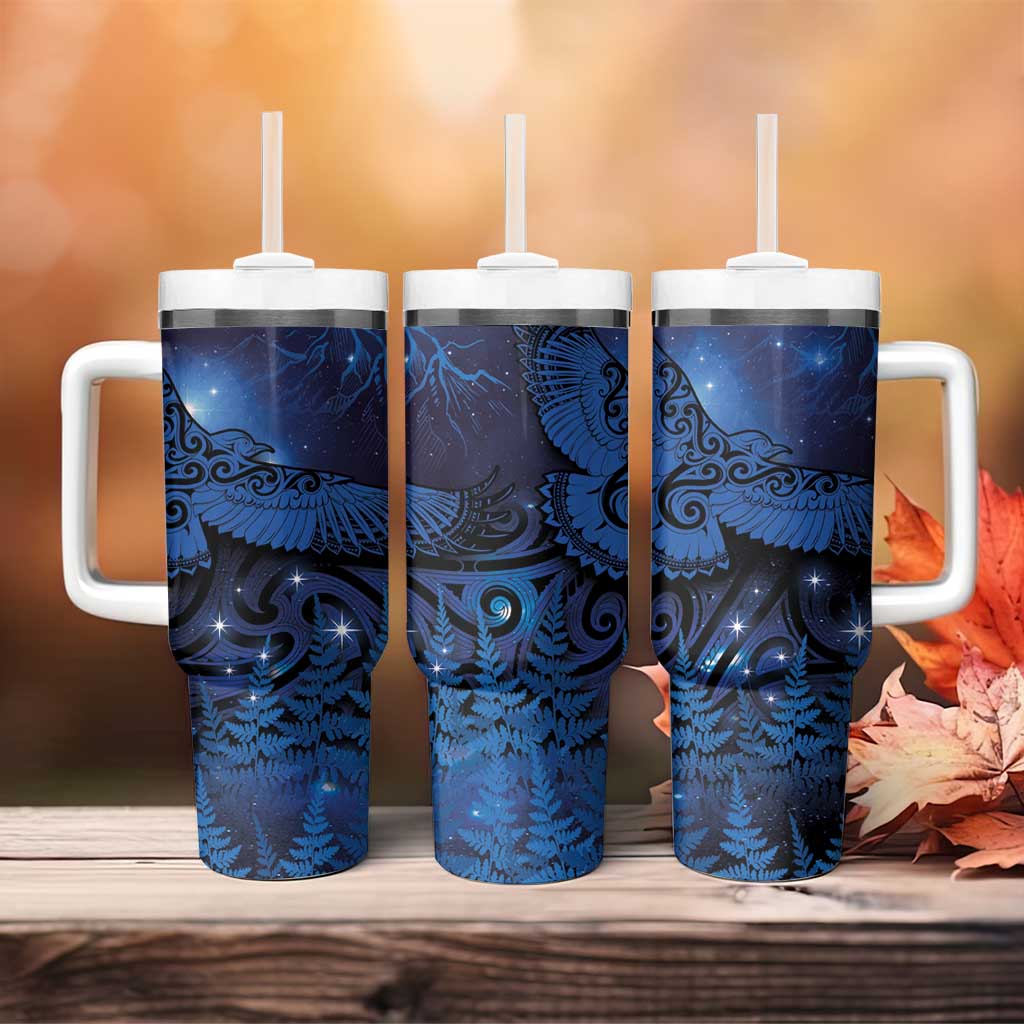 New Zealand Kea Bird Tumbler With Handle Maori Tattoo and Silver Fern Matariki Style LT03 - Polynesian Pride