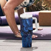 New Zealand Kea Bird Tumbler With Handle Maori Tattoo and Silver Fern Matariki Style LT03 - Polynesian Pride