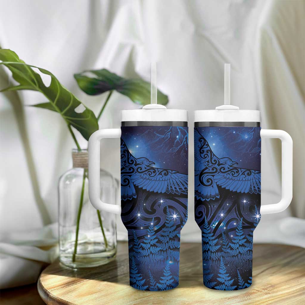 New Zealand Kea Bird Tumbler With Handle Maori Tattoo and Silver Fern Matariki Style LT03 - Polynesian Pride