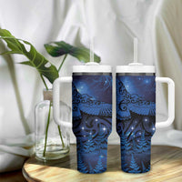New Zealand Kea Bird Tumbler With Handle Maori Tattoo and Silver Fern Matariki Style LT03 - Polynesian Pride