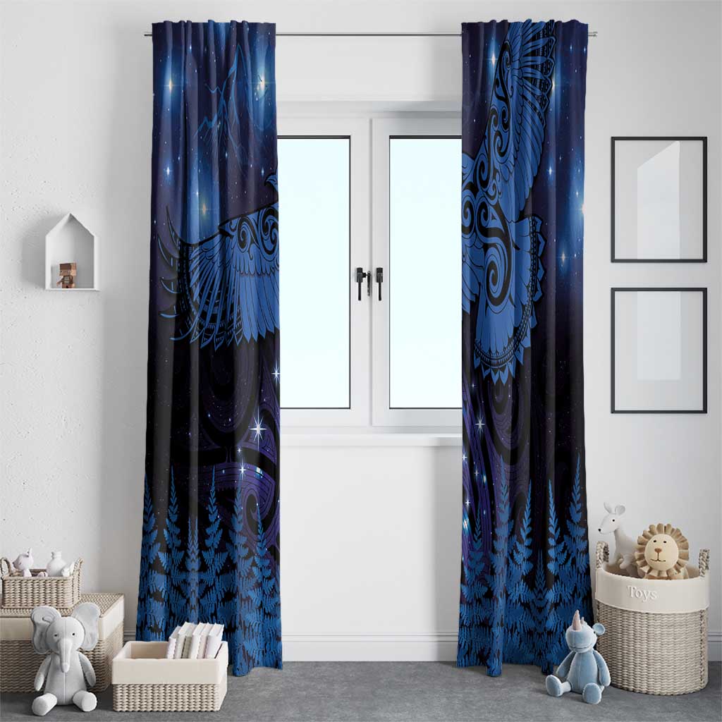New Zealand Kea Bird Window Curtain Maori Tattoo and Silver Fern Matariki Style LT03 - Polynesian Pride