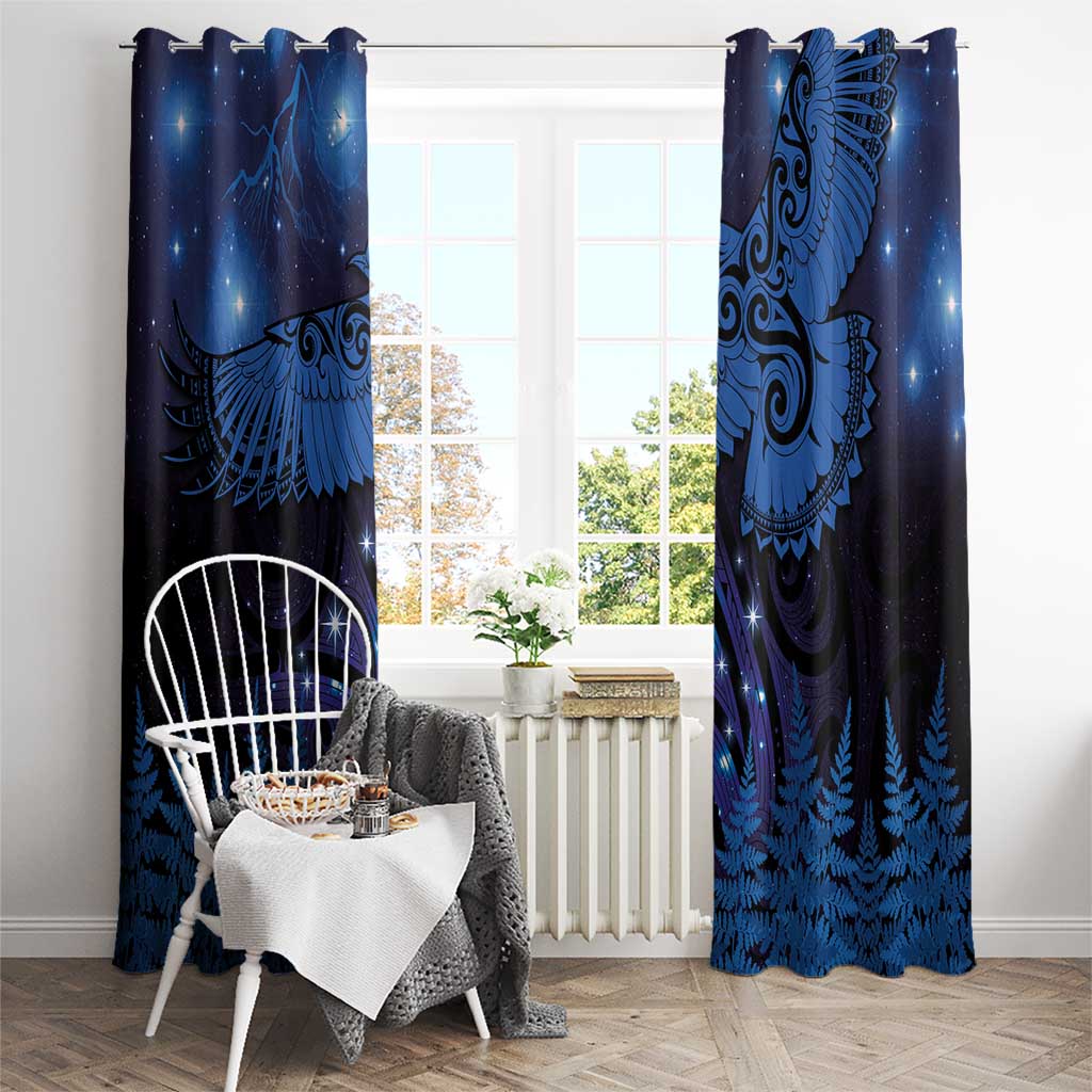 New Zealand Kea Bird Window Curtain Maori Tattoo and Silver Fern Matariki Style LT03 - Polynesian Pride