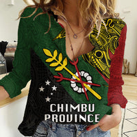 Papua New Guinea Chimbu Province Women Casual Shirt PNG Birds Of Paradise Polynesian Arty Style LT03 Female Green - Polynesian Pride