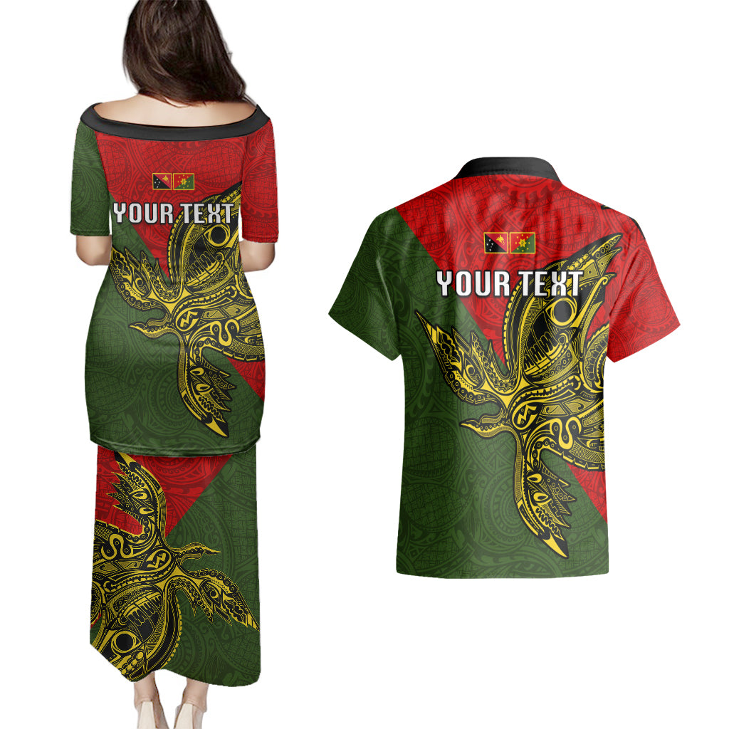 Custom Papua New Guinea Eastern Highlands Province Couples Matching Puletasi Dress and Hawaiian Shirt PNG Birds Of Paradise Polynesian Arty Style LT03 - Polynesian Pride