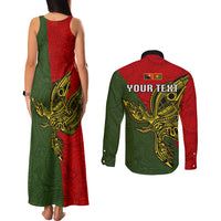 Custom Papua New Guinea Eastern Highlands Province Couples Matching Tank Maxi Dress and Long Sleeve Button Shirts PNG Birds Of Paradise Polynesian Arty Style LT03 - Polynesian Pride
