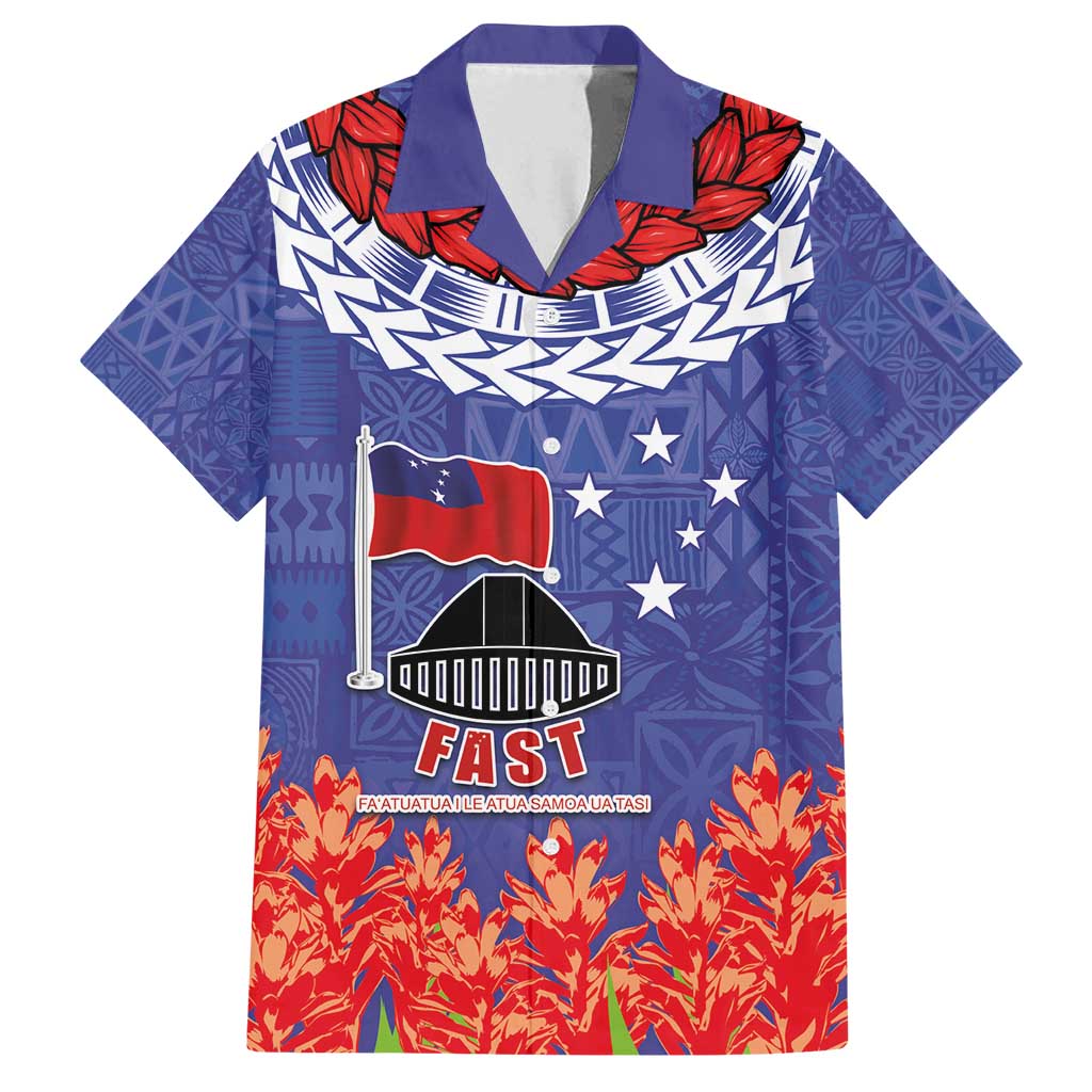 FAST Party Samoa Family Matching Long Sleeve Bodycon Dress and Hawaiian Shirt Ula Fala Teuila Polynesian Tapa Pattern LT03 Dad's Shirt - Short Sleeve Blue - Polynesian Pride