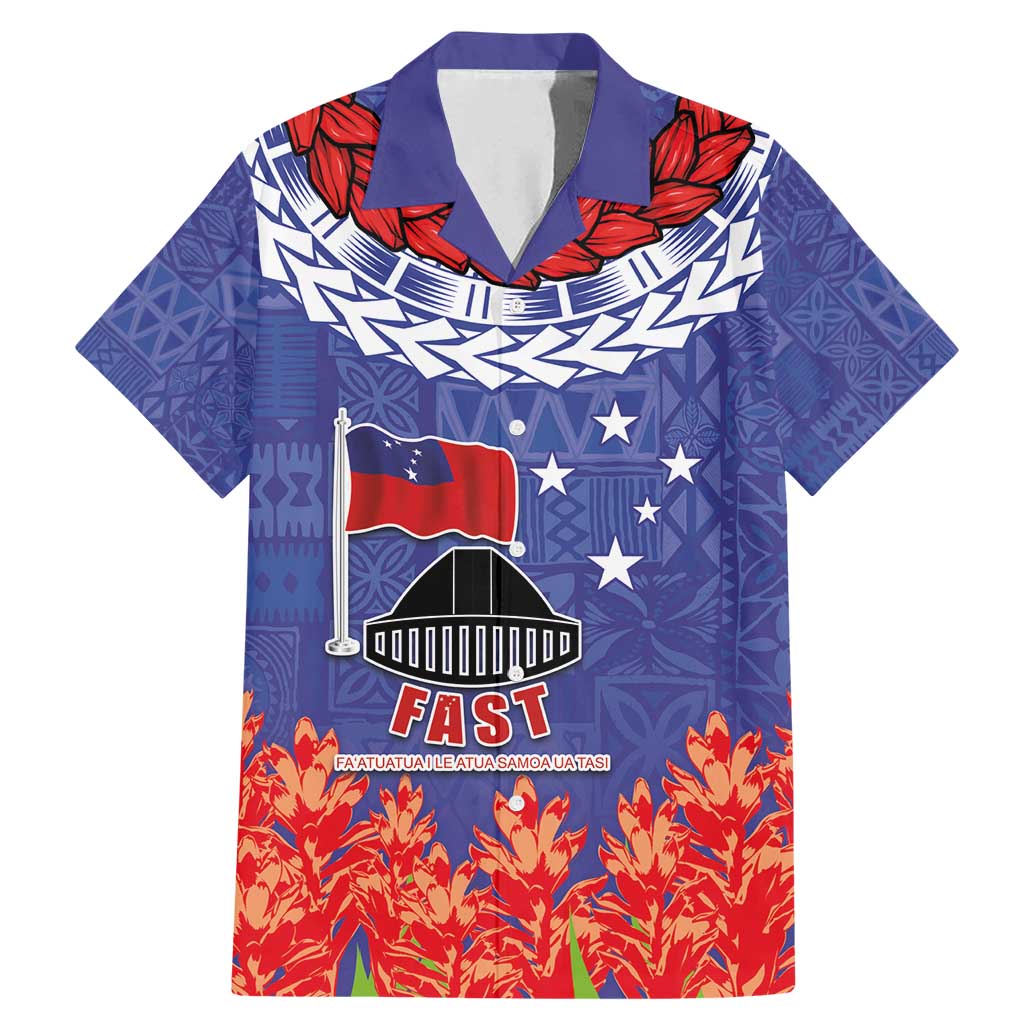 FAST Party Samoa Family Matching Mermaid Dress and Hawaiian Shirt Ula Fala Teuila Polynesian Tapa Pattern LT03 Dad's Shirt - Short Sleeve Blue - Polynesian Pride