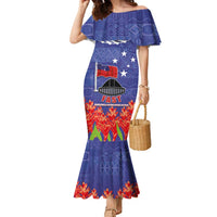 FAST Party Samoa Family Matching Mermaid Dress and Hawaiian Shirt Ula Fala Teuila Polynesian Tapa Pattern LT03 Mom's Dress Blue - Polynesian Pride
