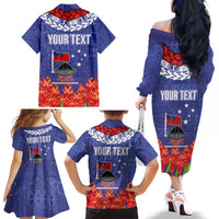 FAST Party Samoa Family Matching Off The Shoulder Long Sleeve Dress and Hawaiian Shirt Ula Fala Teuila Polynesian Tapa Pattern LT03 - Polynesian Pride