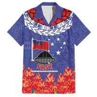FAST Party Samoa Family Matching Off Shoulder Short Dress and Hawaiian Shirt Ula Fala Teuila Polynesian Tapa Pattern LT03 Dad's Shirt - Short Sleeve Blue - Polynesian Pride
