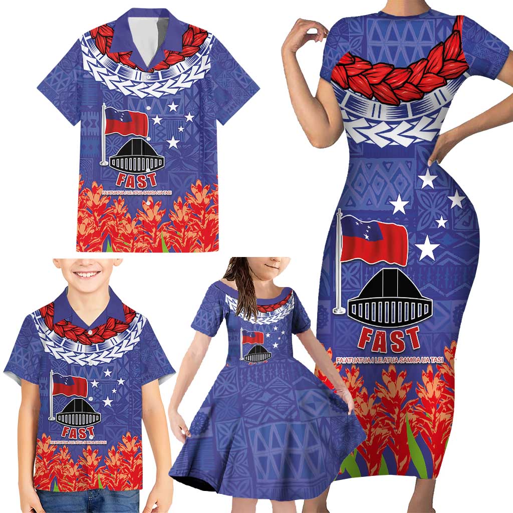 FAST Party Samoa Family Matching Short Sleeve Bodycon Dress and Hawaiian Shirt Ula Fala Teuila Polynesian Tapa Pattern LT03 - Polynesian Pride