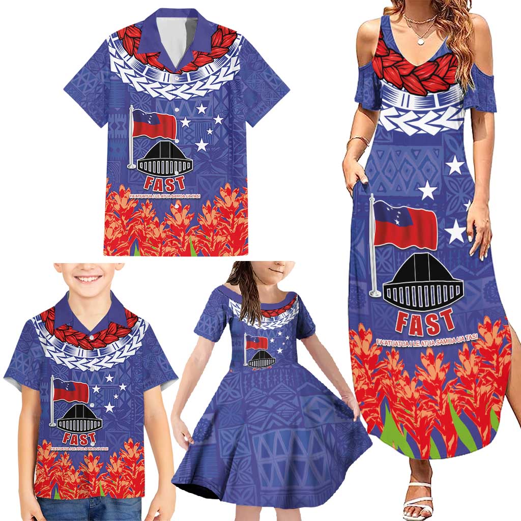 FAST Party Samoa Family Matching Summer Maxi Dress and Hawaiian Shirt Ula Fala Teuila Polynesian Tapa Pattern LT03 - Polynesian Pride
