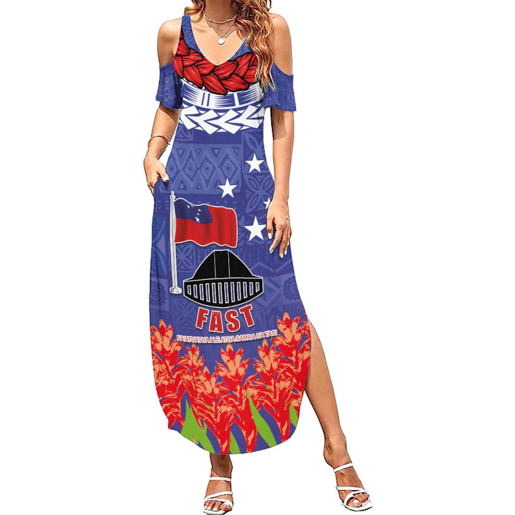 FAST Party Samoa Family Matching Summer Maxi Dress and Hawaiian Shirt Ula Fala Teuila Polynesian Tapa Pattern LT03 Mom's Dress Blue - Polynesian Pride