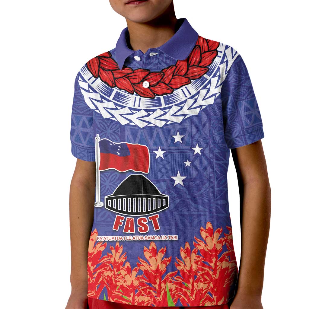 FAST Party Samoa Kid Polo Shirt Ula Fala Teuila Polynesian Tapa Pattern LT03 Kid Blue - Polynesian Pride