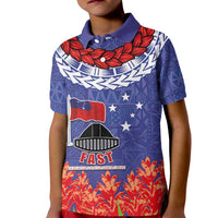 FAST Party Samoa Kid Polo Shirt Ula Fala Teuila Polynesian Tapa Pattern LT03 Kid Blue - Polynesian Pride