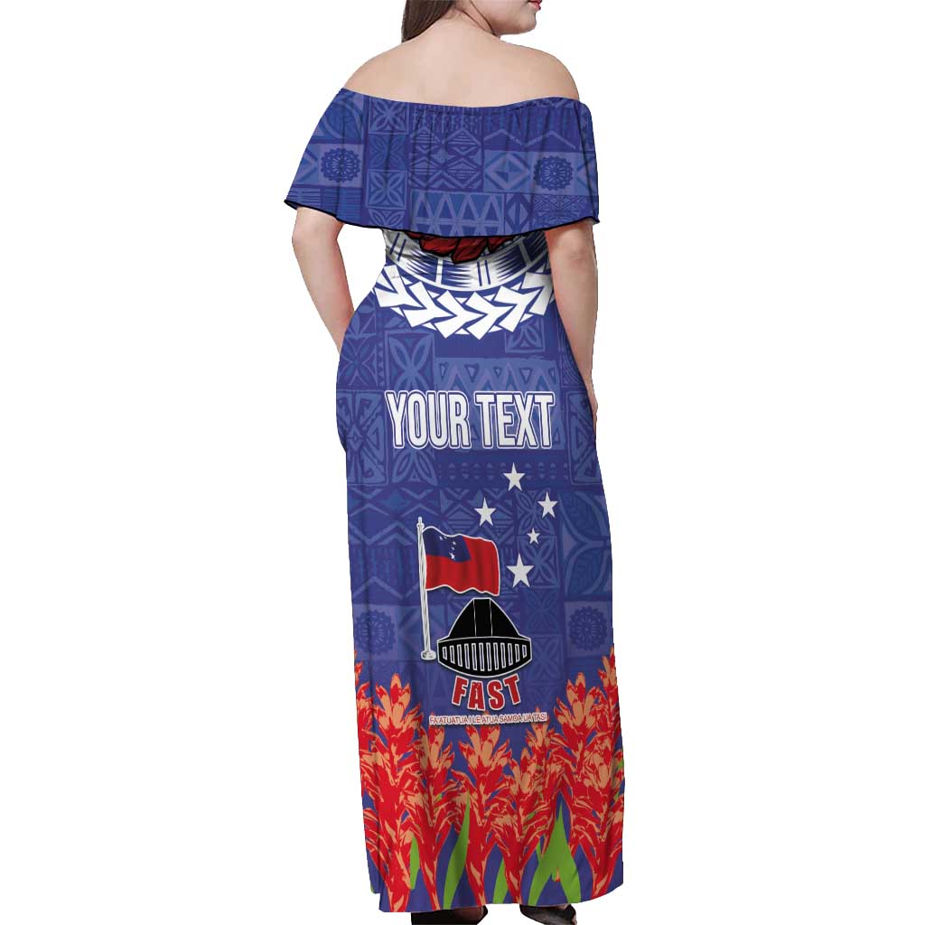 FAST Party Samoa Off Shoulder Maxi Dress Ula Fala Teuila Polynesian Tapa Pattern LT03 - Polynesian Pride