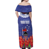 FAST Party Samoa Off Shoulder Maxi Dress Ula Fala Teuila Polynesian Tapa Pattern LT03 - Polynesian Pride