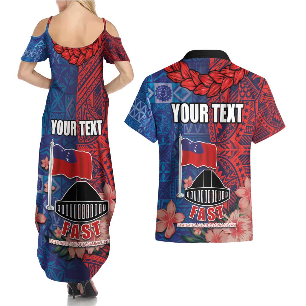 CHOGM FAST Samoa 2024 Couples Matching Summer Maxi Dress and Hawaiian Shirt Samoan Tapa Tribal and Ornament Pattern with Hibiscus LT03 - Polynesian Pride