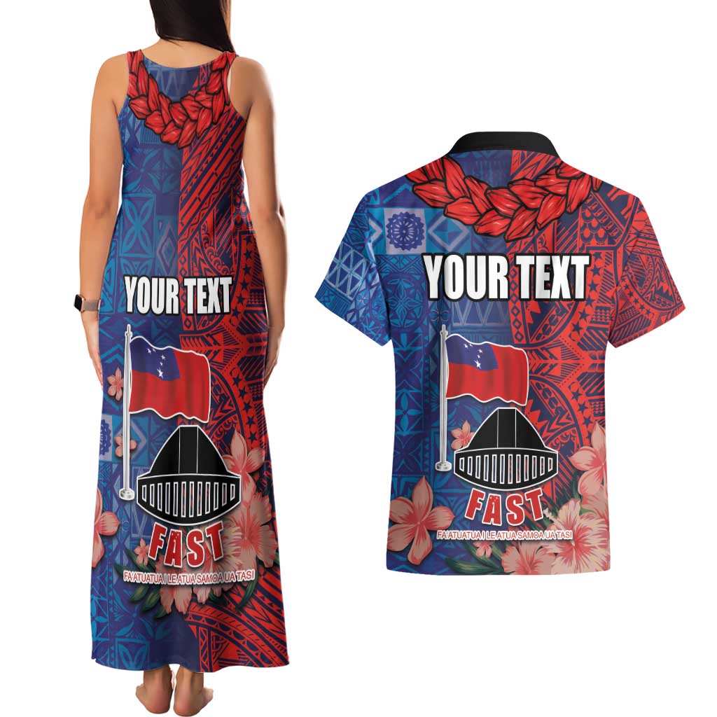 CHOGM FAST Samoa 2024 Couples Matching Tank Maxi Dress and Hawaiian Shirt Samoan Tapa Tribal and Ornament Pattern with Hibiscus LT03 - Polynesian Pride