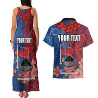 CHOGM FAST Samoa 2024 Couples Matching Tank Maxi Dress and Hawaiian Shirt Samoan Tapa Tribal and Ornament Pattern with Hibiscus LT03 - Polynesian Pride