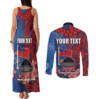 CHOGM FAST Samoa 2024 Couples Matching Tank Maxi Dress and Long Sleeve Button Shirt Samoan Tapa Tribal and Ornament Pattern with Hibiscus LT03 - Polynesian Pride