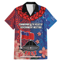 CHOGM FAST Samoa 2024 Family Matching Mermaid Dress and Hawaiian Shirt Samoan Tapa Tribal and Ornament Pattern with Hibiscus LT03 Dad's Shirt - Short Sleeve Blue - Polynesian Pride