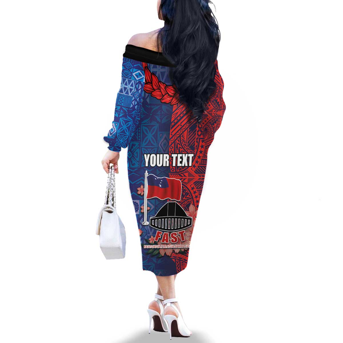 CHOGM FAST Samoa 2024 Family Matching Off The Shoulder Long Sleeve Dress and Hawaiian Shirt Samoan Tapa Tribal and Ornament Pattern with Hibiscus LT03 - Polynesian Pride
