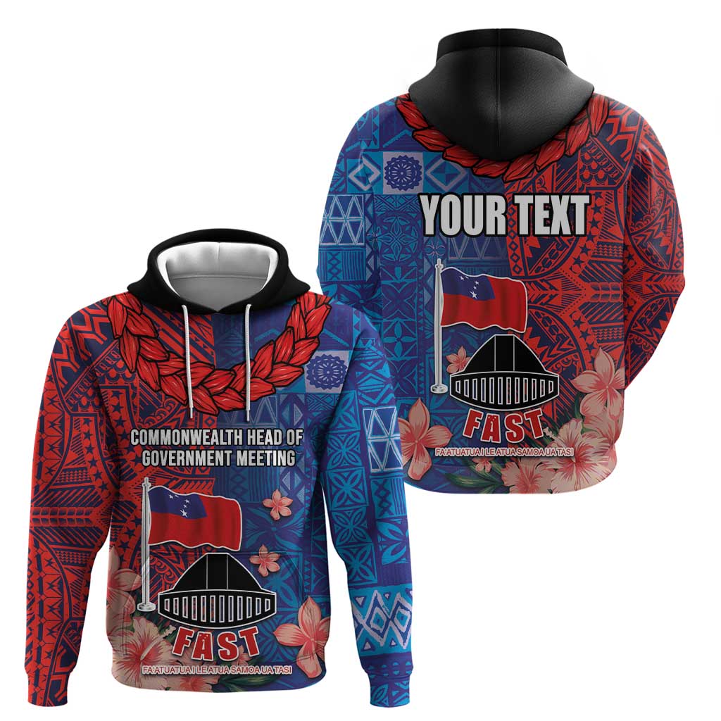 CHOGM FAST Samoa 2024 Hoodie Samoan Tapa Tribal and Ornament Pattern with Hibiscus