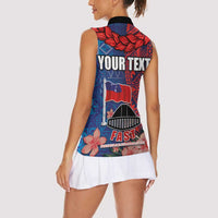 CHOGM FAST Samoa 2024 Women Sleeveless Polo Shirt Samoan Tapa Tribal and Ornament Pattern with Hibiscus LT03 - Polynesian Pride