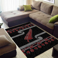 New Zealand Christmas Area Rug Meri Kirihimete Silver Fern Knit Style Red Color - Polynesian Pride