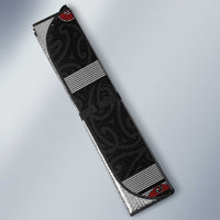 New Zealand Christmas Auto Sun Shade Meri Kirihimete Silver Fern Knit Style Red Color LT03 - Polynesian Pride