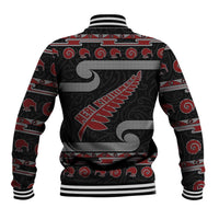New Zealand Christmas Baseball Jacket Meri Kirihimete Silver Fern Knit Style Red Color LT03 - Polynesian Pride