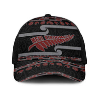 New Zealand Christmas Baseball Net Cap Meri Kirihimete Silver Fern Knit Style Red Color LT03 One Size Black Red - Polynesian Pride