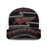 New Zealand Christmas Baseball Net Cap Meri Kirihimete Silver Fern Knit Style Red Color LT03 One Size White Red - Polynesian Pride