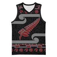 New Zealand Christmas Basketball Jersey Meri Kirihimete Silver Fern Knit Style Red Color LT03 Unisex Red - Polynesian Pride