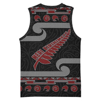 New Zealand Christmas Basketball Jersey Meri Kirihimete Silver Fern Knit Style Red Color LT03 - Polynesian Pride