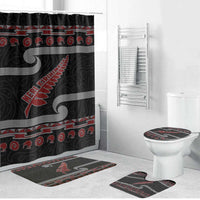 New Zealand Christmas Bathroom Set Meri Kirihimete Silver Fern Knit Style Red Color LT03 Bathroom Set (4 pcs) Red - Polynesian Pride