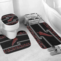 New Zealand Christmas Bathroom Set Meri Kirihimete Silver Fern Knit Style Red Color LT03 Mat Set Only (3 pcs) One Size Red - Polynesian Pride