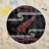 New Zealand Christmas Beach Blanket Meri Kirihimete Silver Fern Knit Style Red Color LT03 One Size 150cm Red - Polynesian Pride