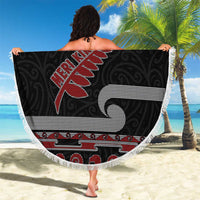 New Zealand Christmas Beach Blanket Meri Kirihimete Silver Fern Knit Style Red Color LT03 - Polynesian Pride